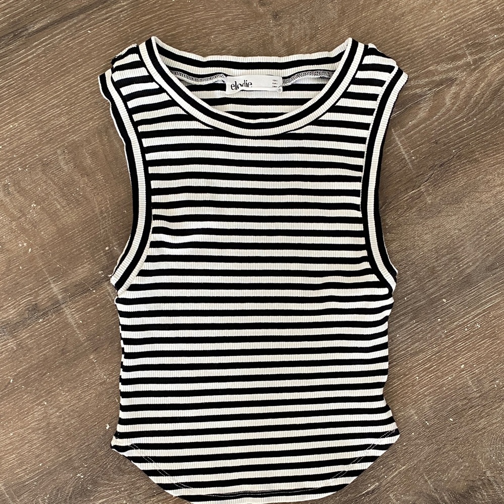 Elodie Black and White Striped Tank Top